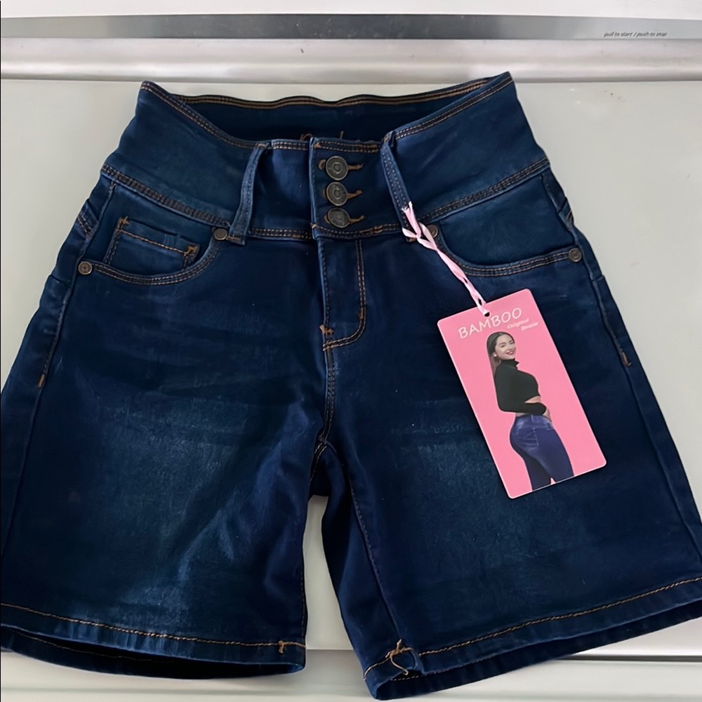 BAMBOO High Waist stretch denim shorts juniors